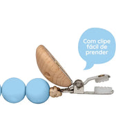 Prendedor de Chupeta em Silicone e Bambu Azul - Buba