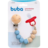 Prendedor de Chupeta em Silicone e Bambu Azul - Buba