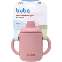 Copo de Transição em Silicone com Alça Rosa 120ml - Buba