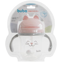 Copo com Alça Removível Gatinha Rosa 220ml - Buba