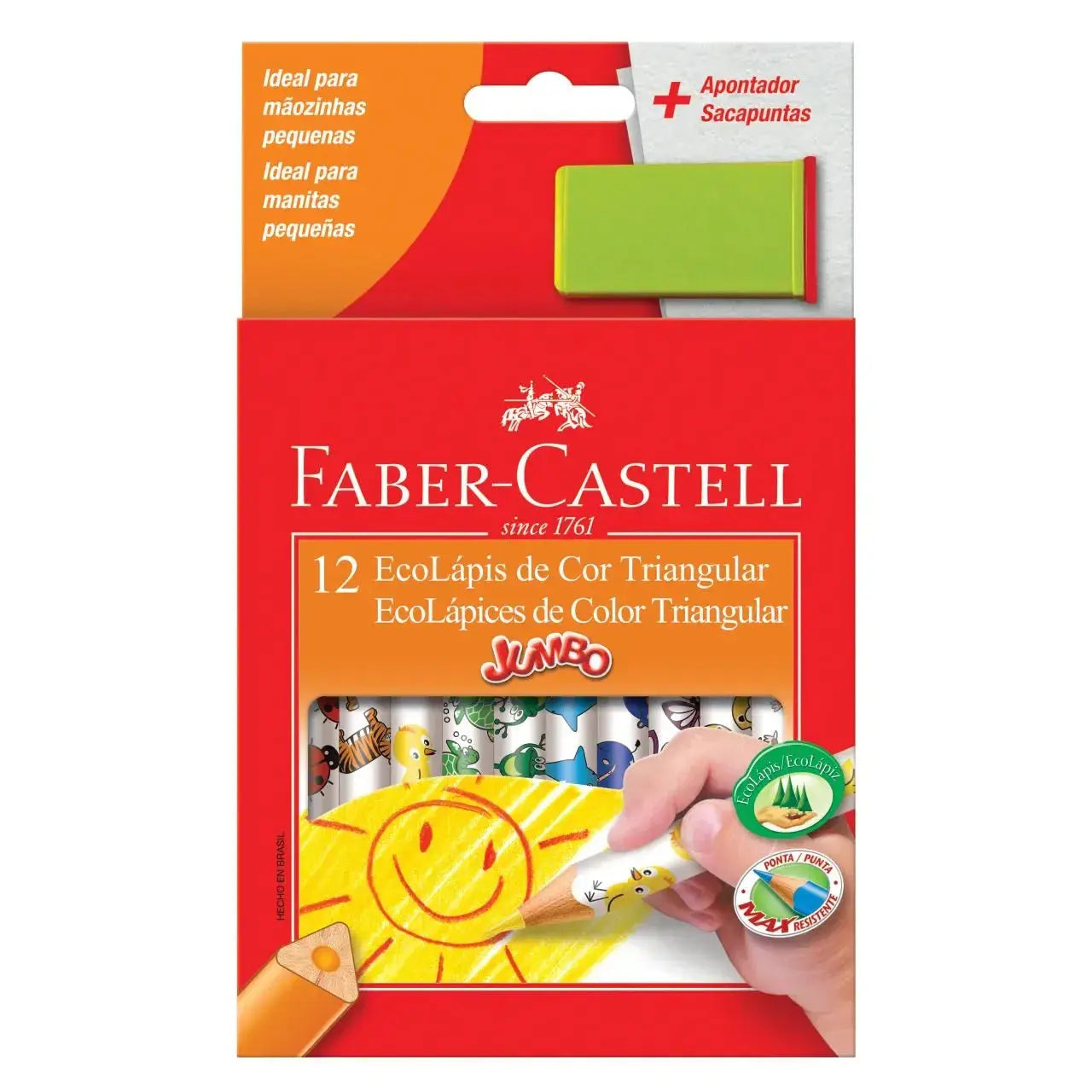 Lapis de Cor 12 Cores Jumbo Triangular c/ Apontador faber-castell