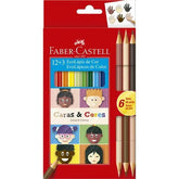 Lápis de Cor Caras e Cores 12 Cores + 6 Tons de Pele, Faber-Castell
