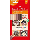 Lápis de Cor Jumbo, 6 cores, caras & cores, Faber-Castell