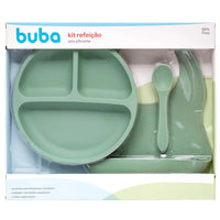 Kit Refeição para bebê em Silicone Verde (6m+) - Buba