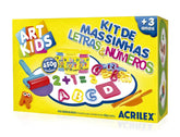 Kit de Massinhas Letras e Números 450g c/ 55 moldes + Acessorios - Acrilex