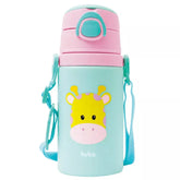 Garrafa de Alumínio com Canudo Animal Fun Girafinha 400ml - Buba