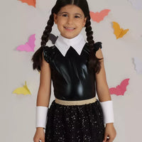 Gola e Bracelete Vandinha Branco Halloween - Minibossa