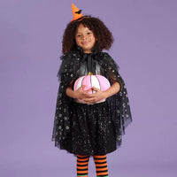 Saia Brilho Doce Paetê Preto Halloween - Minibossa