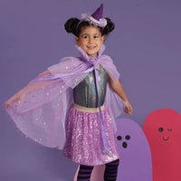 Saia Brilho Doce Paetê Lilás Halloween - Minibossa