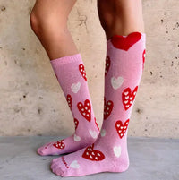 Meia Coração Rosa Cantarola