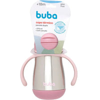 Copo Térmico Inox Parede Dupla com Alça Rosa 270ml - Buba