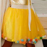 Saia Tule Pompom Amarelo - Minibossa