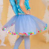 Saia Tule Pompom Azul - Minibossa