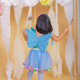 Saia Tule Pompom Azul - Minibossa