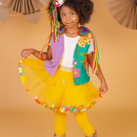 Saia Tule Pompom Amarelo - Minibossa