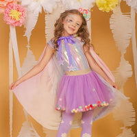 Saia Tule Pompom Lilás - Minibossa