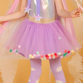 Saia Tule Pompom Lilás - Minibossa