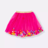 Saia Tule Pompom Pink - Minibossa
