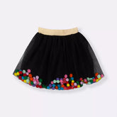 Saia Tule Pompom Preto Halloween - Minibossa