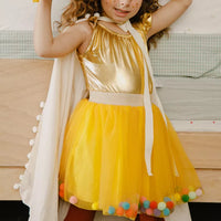 Saia Tule Pompom Amarelo - Minibossa