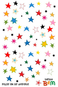 Tattoo Temporária Estrelas Coloridas - TattooBem