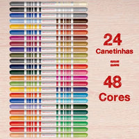 Canetinha Bicolor 48 cores (24 canetinhas) - Faber-Castell