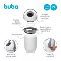 Lixeira Antiodor para Fraldas de bebê 10L - Buba