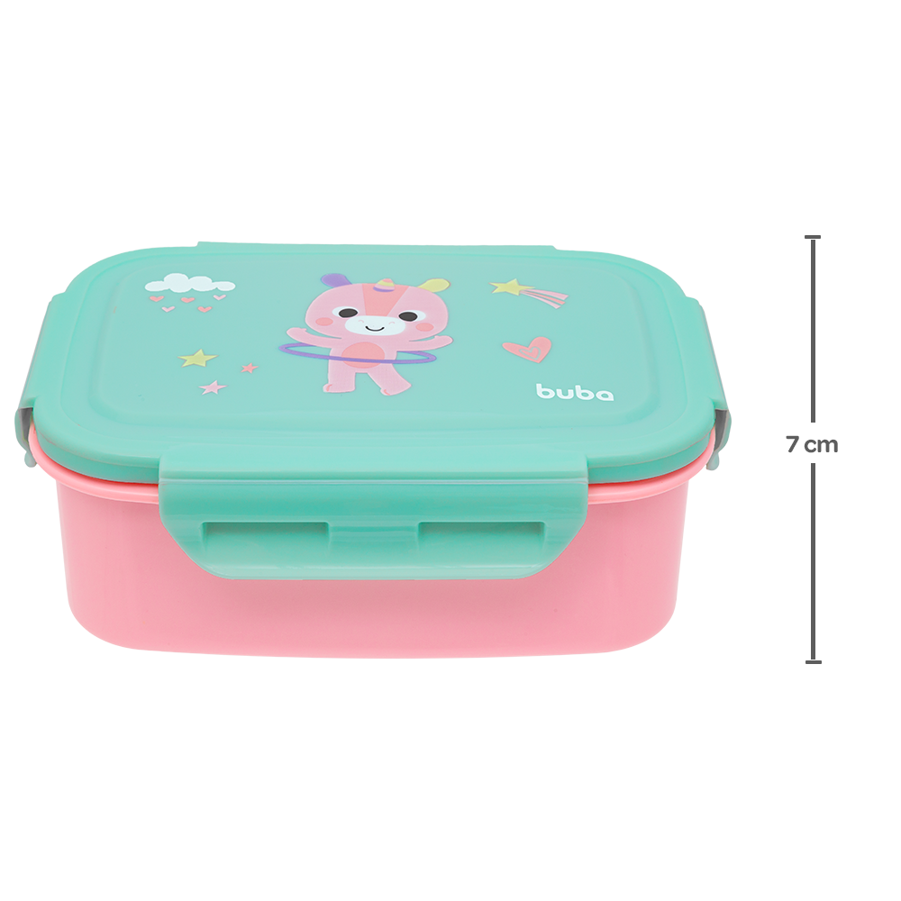 BENTO BOX INOX COM TRAVA E DIVISÓRIAS BUBAZOO UNICÓRNIO MARMITA POTE