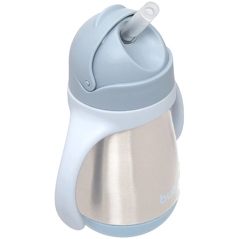 Copo Térmico Inox Parede Dupla com Alça Azul 270ml (18m+) - Buba