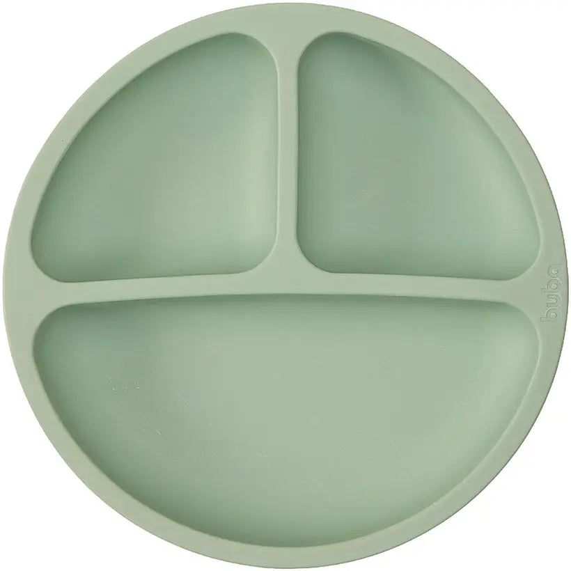Prato em Silicone com Divisórias e Ventosa Verde - Buba