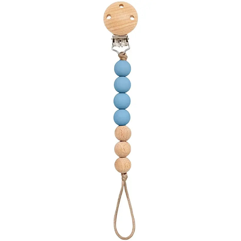 Prendedor de Chupeta em Silicone e Bambu Azul - Buba