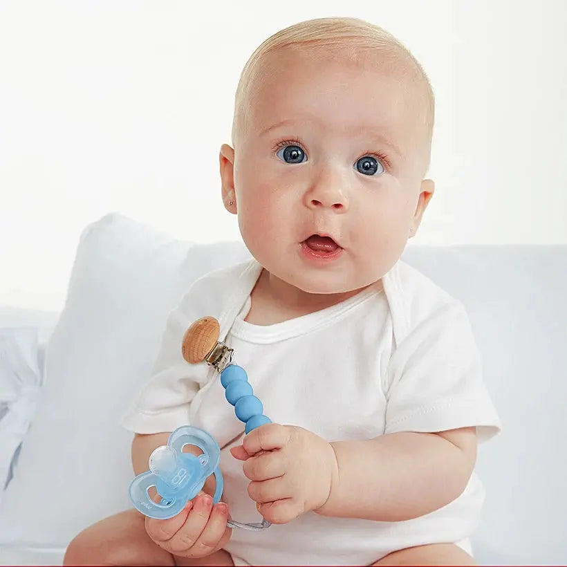 Prendedor de Chupeta em Silicone e Bambu Azul - Buba