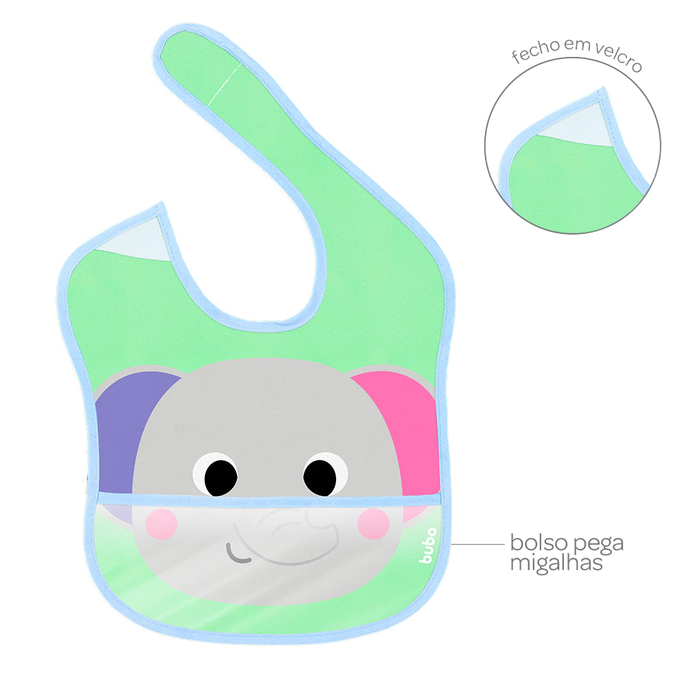 BABADOR COM BOLSO BUBAZOO ELEFANTE BABEIRO