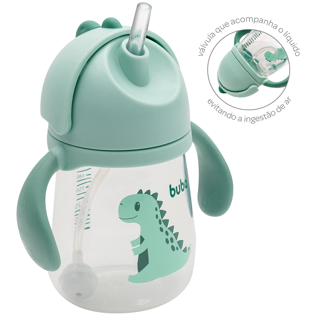 COPO COM CANUDO ANTICÓLICA DINO VERDE BUBA