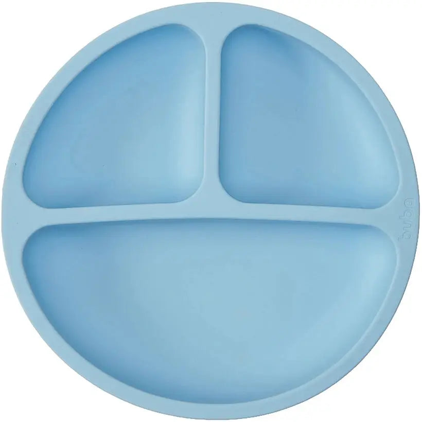 Prato em Silicone com Divisórias e Ventosa Azul - Buba