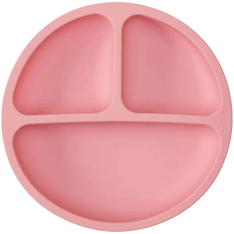 Prato em Silicone com Divisórias e Ventosa Rosa - Buba