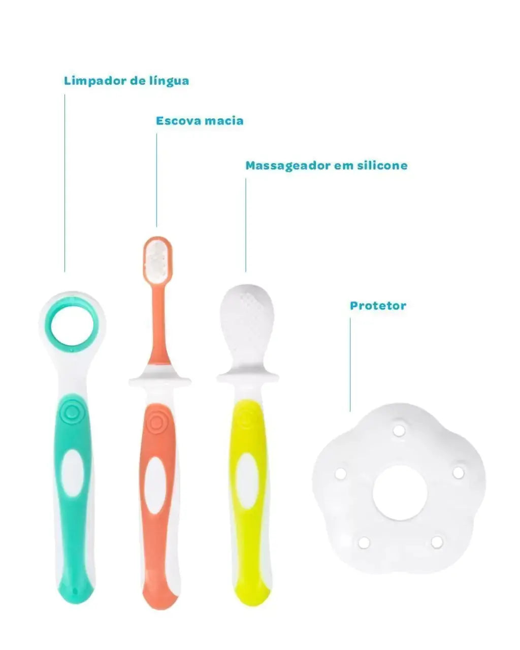 Kit Higiene Oral com Protetor para bebê (3m+) - Buba