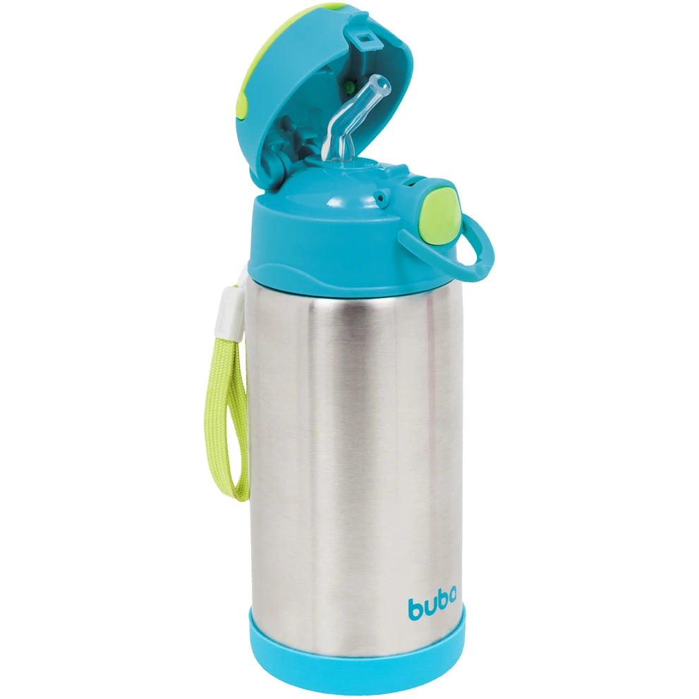 Garrafa Térmica Inox Parede Dupla 400ml Azul - Buba