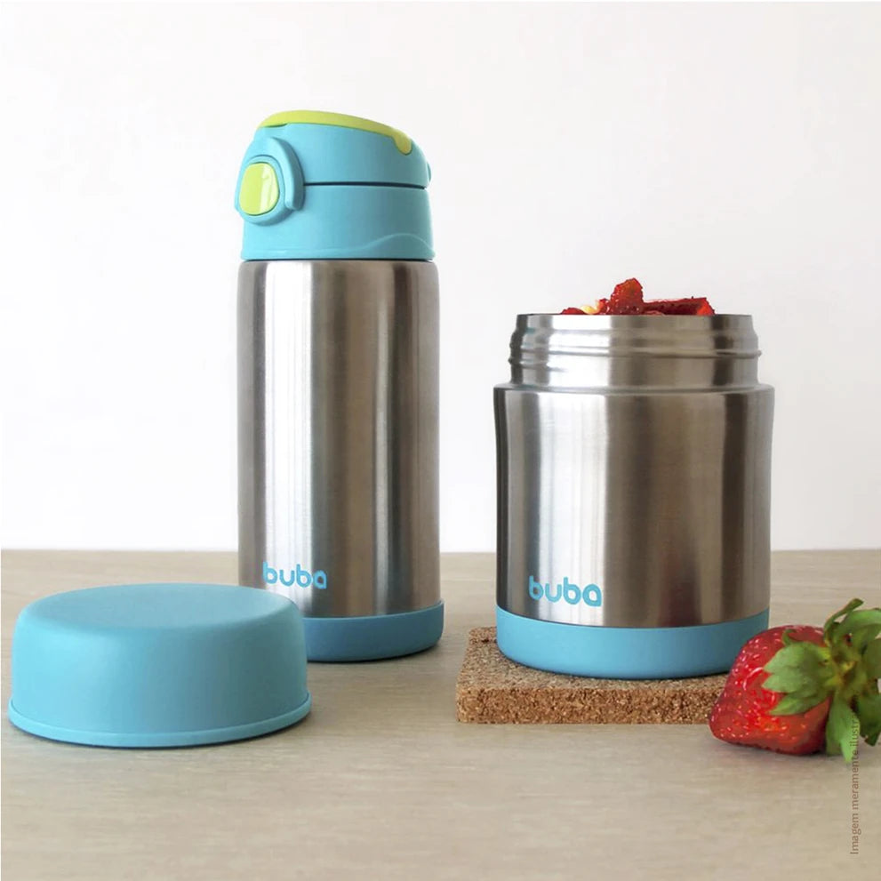 Garrafa Térmica Inox Parede Dupla 400ml Azul - Buba