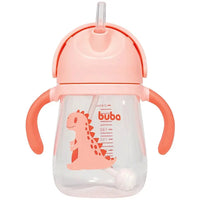 Copo com Alça e Canudo Dino Girl 240ml - Buba