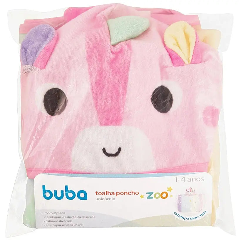 Toalha Poncho atoalhado BubaZoo Unicórnio (1+) - Buba