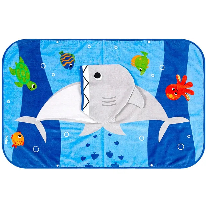 Toalha Poncho atoalhado Aventuras Tubarão (1+) - Buba