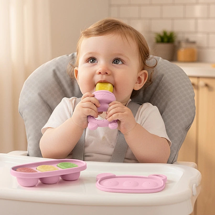 Kit Porta-Frutinhas e Forminha em Silicone Rosa - Buba