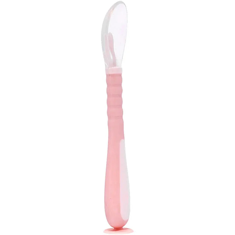 Colher Flexível em Silicone com Ventosa Rosa - Buba