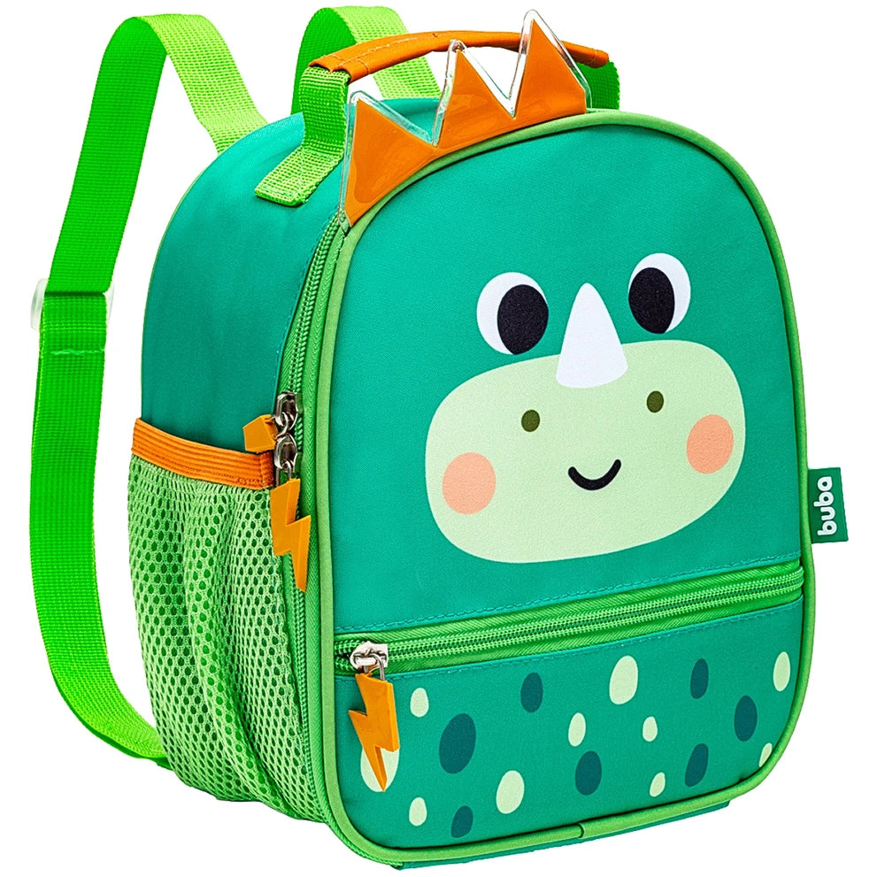 Kit Escolar: Lancheira Térmica + Lunchbox + Garrafinha BubaZoo Dino