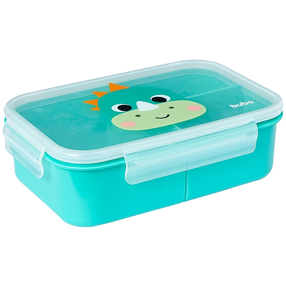 Kit Escolar: Lancheira Térmica + Lunchbox + Garrafinha BubaZoo Dino
