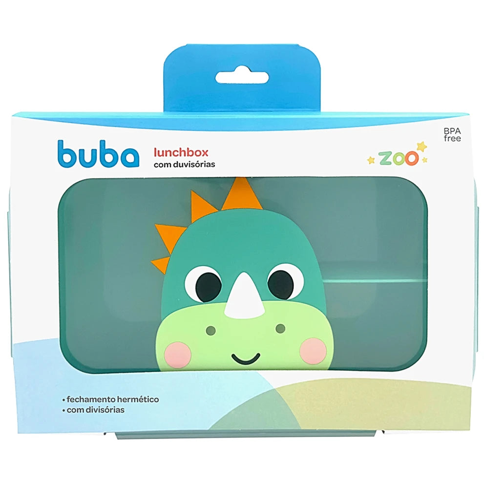 Kit Escolar: Lancheira Térmica + Lunchbox + Garrafinha BubaZoo Dino