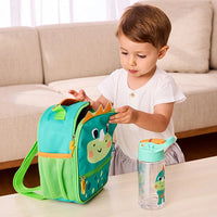 Kit Escolar: Lancheira Térmica + Lunchbox + Garrafinha BubaZoo Dino