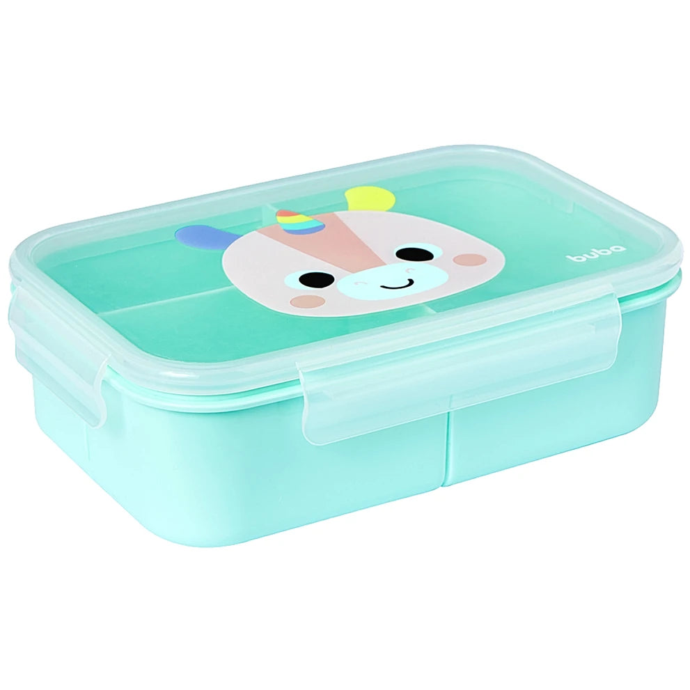 Kit Escolar: Lancheira Térmica + Lunchbox + Garrafinha BubaZoo Unicórnio