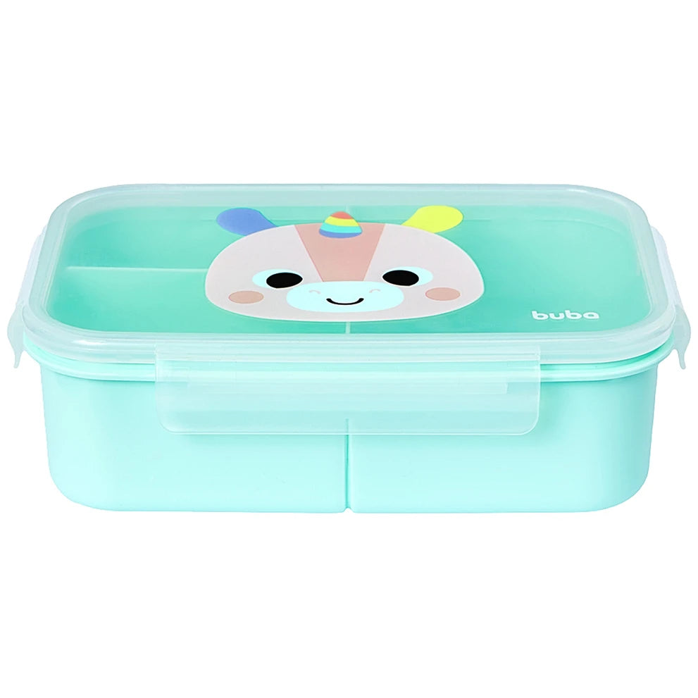 Kit Escolar: Lancheira Térmica + Lunchbox + Garrafinha BubaZoo Unicórnio